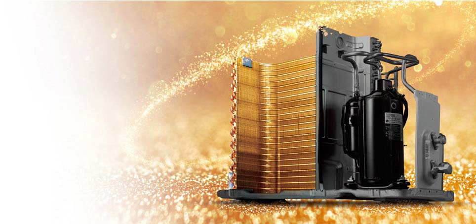 Dàn tản nhiệt mạ vàng - Máy lạnh treo tường LG V10ENW 1HP
