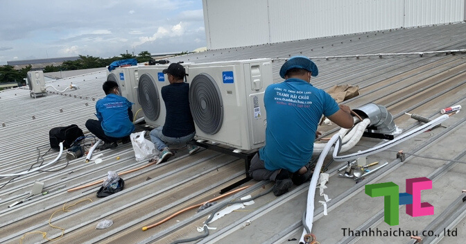 Thi công lắp đặt máy lạnh âm trần Midea cho công ty tại Bình Dương