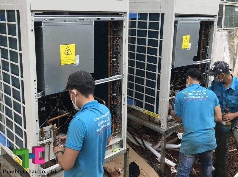 Lắp đặt máy lạnh tủ đứng cho nhà xưởng tại Long Khánh - Đồng Nai