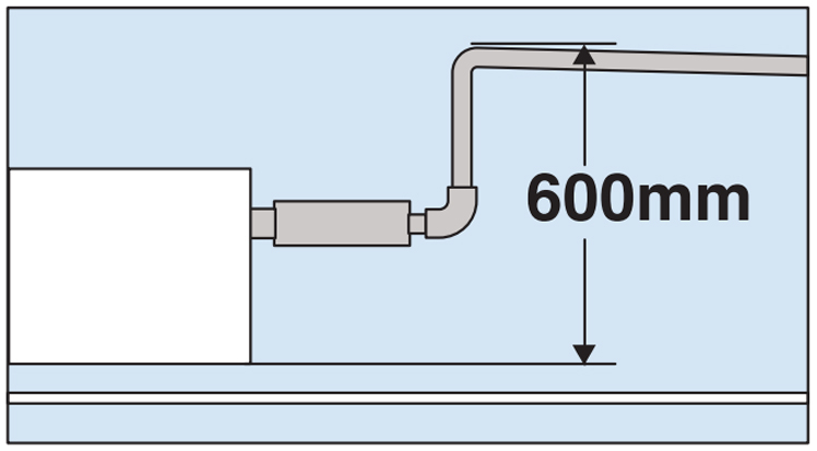 Việc xả nước ngưng được thực hiện bằng bơm tới độ cao 600mm