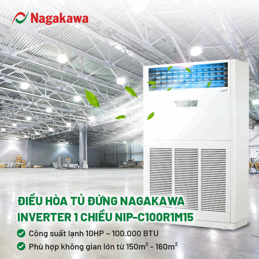 Công suất làm lạnh 10HP - 100.000Btu phù hợp cho phòng từ 150m² - 160m²