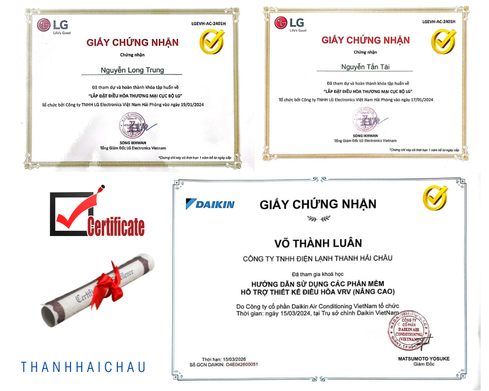 Chứng nhận của các hãng cho kỹ sư, kỹ thuật viên của Thanh Hải Châu